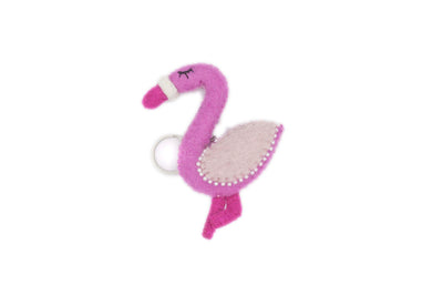Funky Flamingo Felted Keychain