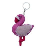 Funky Flamingo Felted Keychain